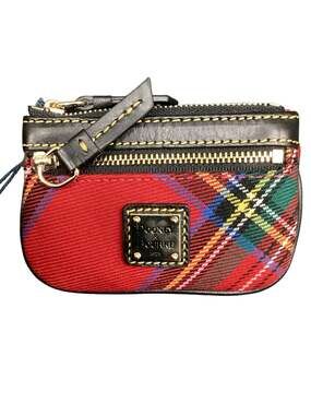 NWT Dooney &Bourke Wallet Small Tartan Coin/ Card Wallet Key Chain Red & Colors